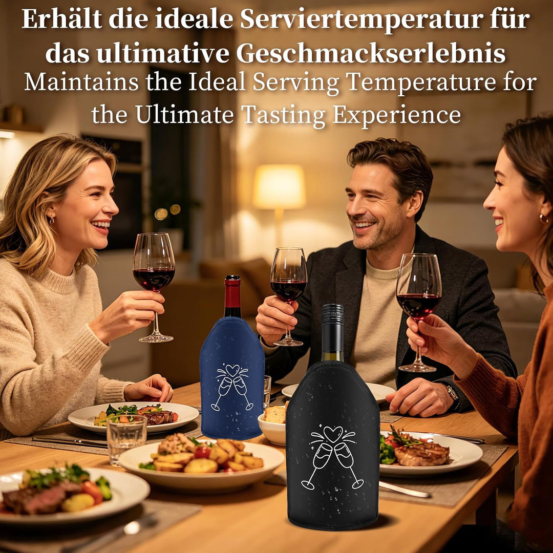 2 Stück Weinkühler Manschette Isolierend, Kühlmanschette Wein Flexibel, Waschbar Flaschenkühler für