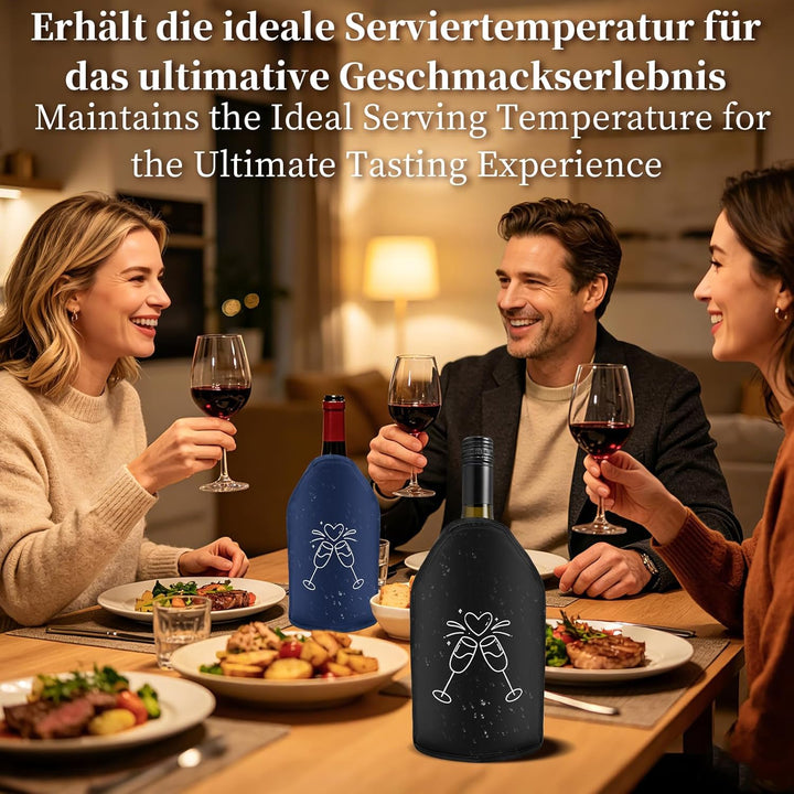 2 Stück Weinkühler Manschette Isolierend, Kühlmanschette Wein Flexibel, Waschbar Flaschenkühler für