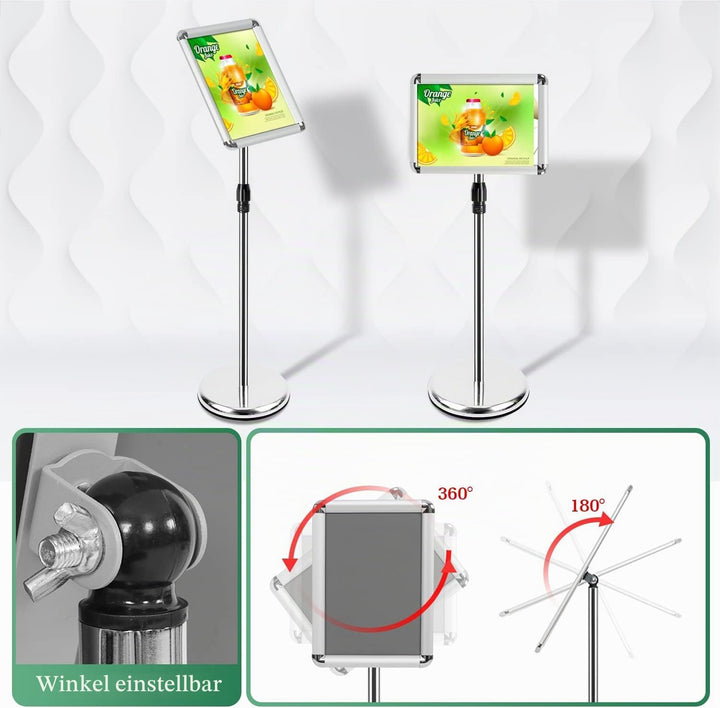 Mutualsign Infoständer A3 Aluminium Plakatständer Höhenverstellbar Posterständer Informationsständer