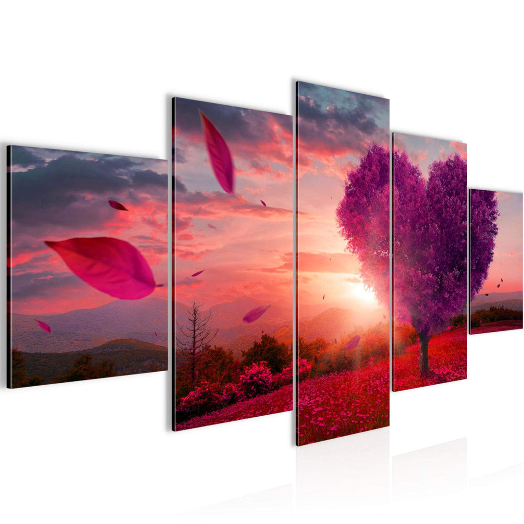 Runa Art Wandbilder Herbst Baum Herz 5 Teilig Bild auf Vlies Leinwand Deko Wohnzimmer Schlafzimmer L