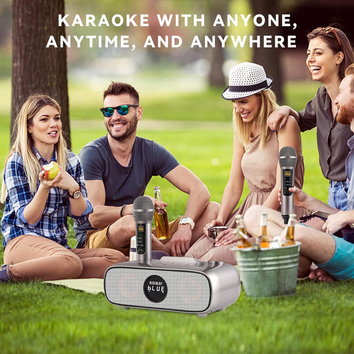 Karaoke Maschine,Bluetooth Karaoke Anlage für Erwachsene und Kinder, Tragbares PA-System mit 2 Mikro