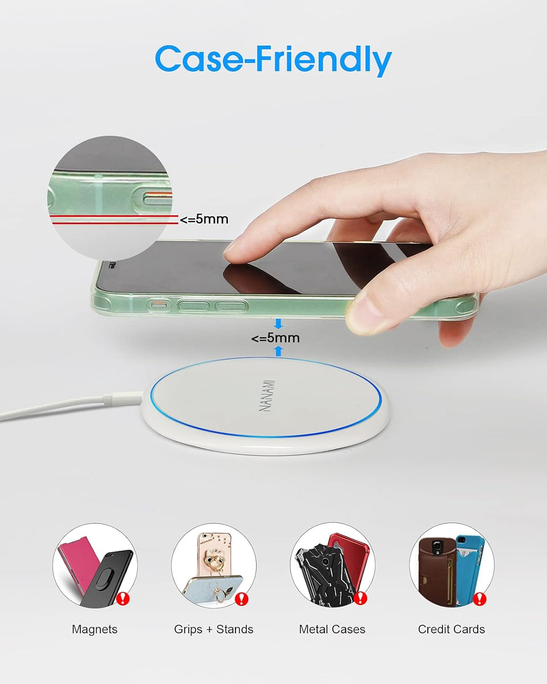 NANAMI Wireless Charger mit 20W USB C PD Adapter, 10W Schnelles Drahtloses Ladegerät für Samsung Gal
