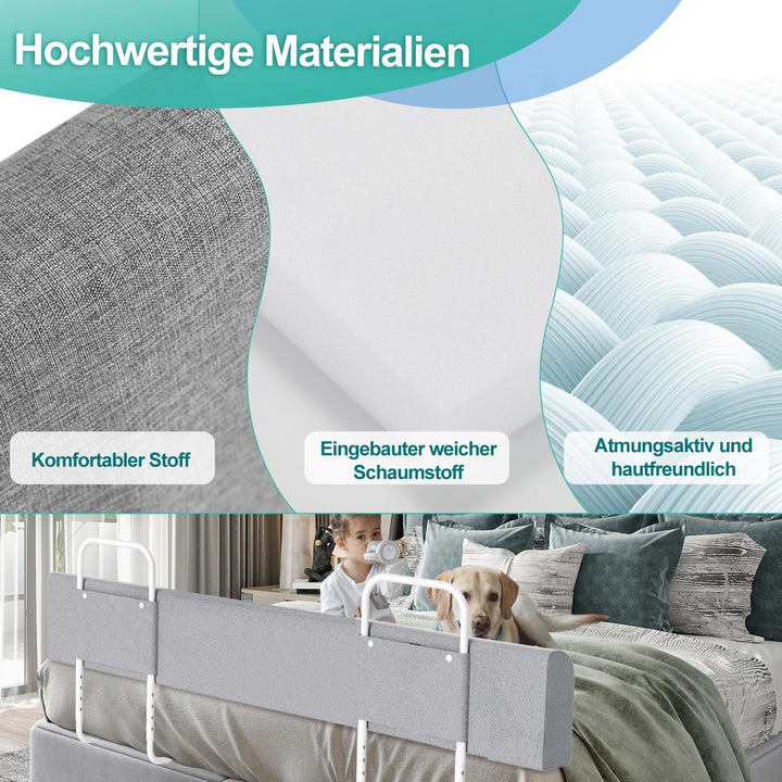 Cecaylie Bettgitter für Kinder, Bettschutzgitter, Babybettzaun, Weich Perlbaumwolle, Rausfallschutz