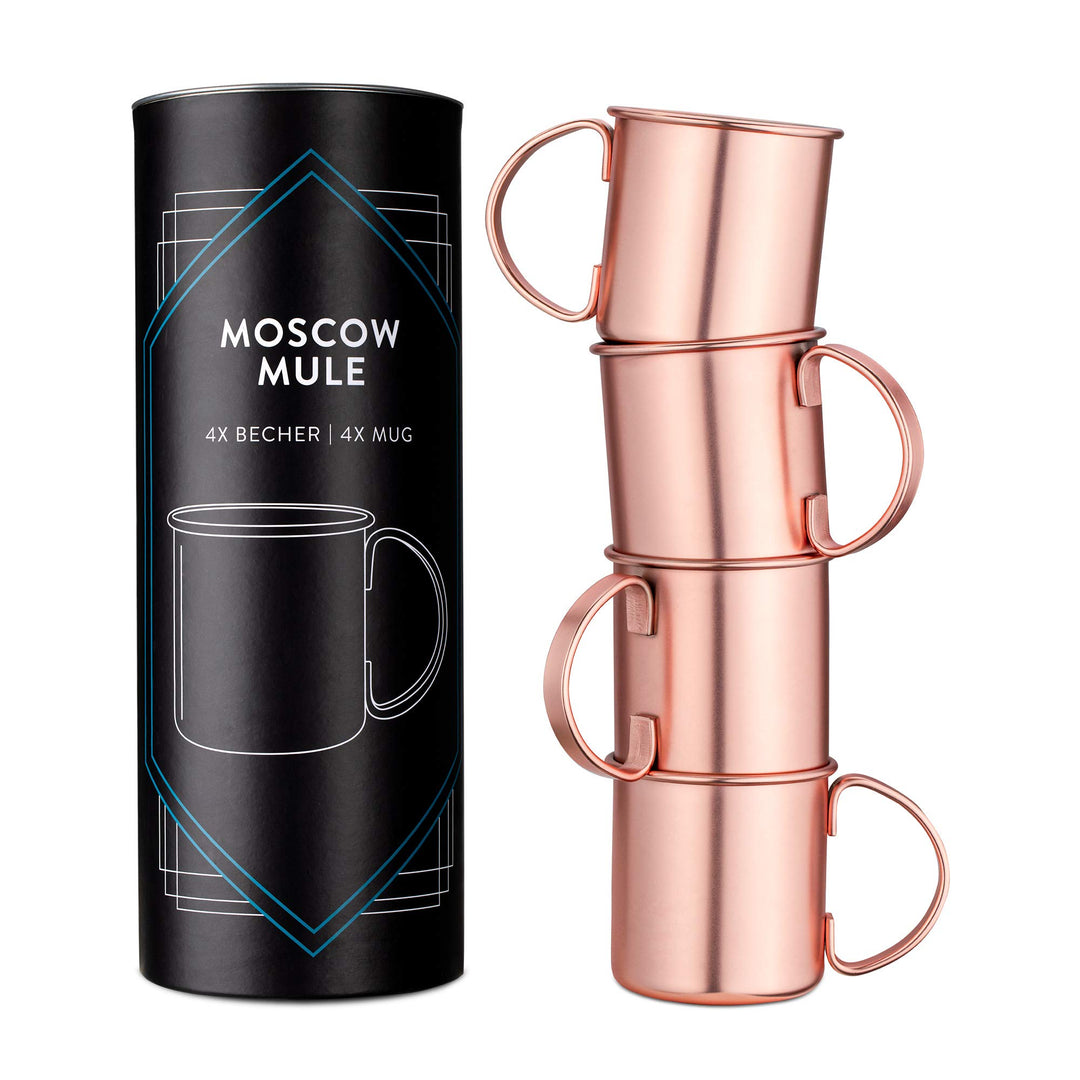 Navaris Moscow Mule Becher 4er Set - 4x Kupferbecher für Moskau Mule Gin Bier - Cocktail Mug Mule-Be