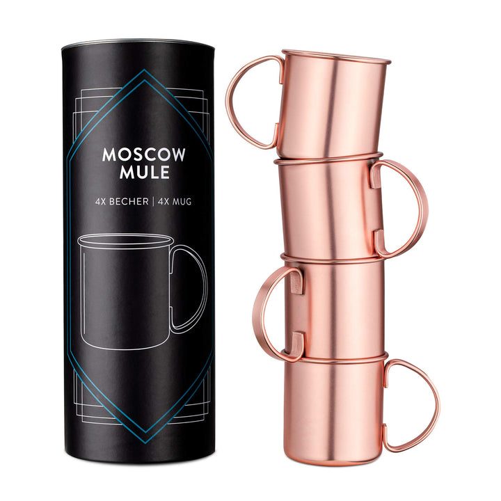 Navaris Moscow Mule Becher 4er Set - 4x Kupferbecher für Moskau Mule Gin Bier - Cocktail Mug Mule-Be