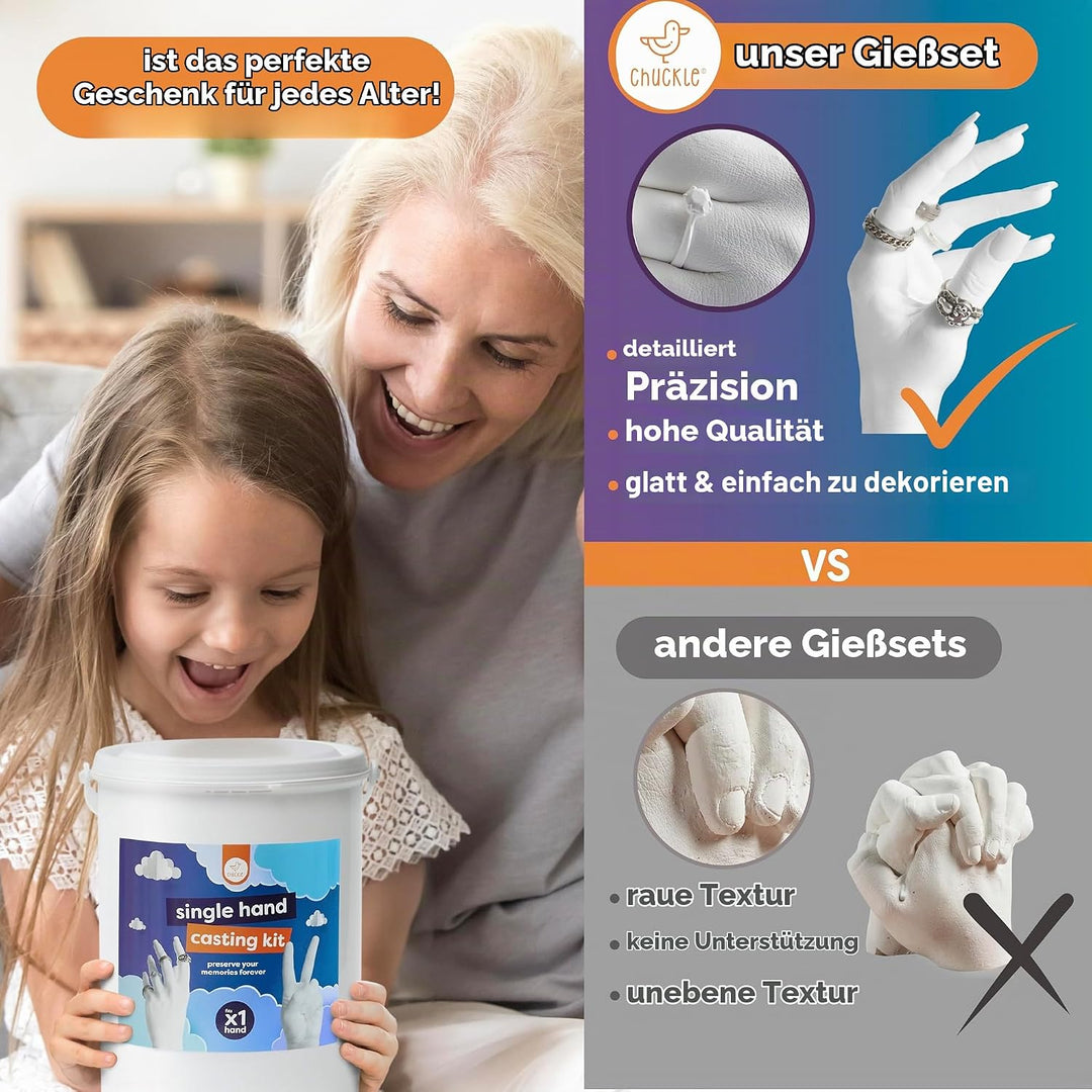 chuckle - 3D Einzelhand-Guss-Kit, DIY Hand-Skulptur für alle Altersgruppen, Erstelle personalisierte