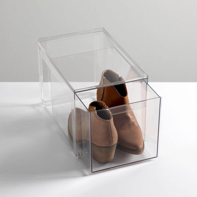 mDesign Aufbewahrungsbox mit Schublade – flache Schubladenbox aus Kunststoff zur Schuhaufbewahrung –