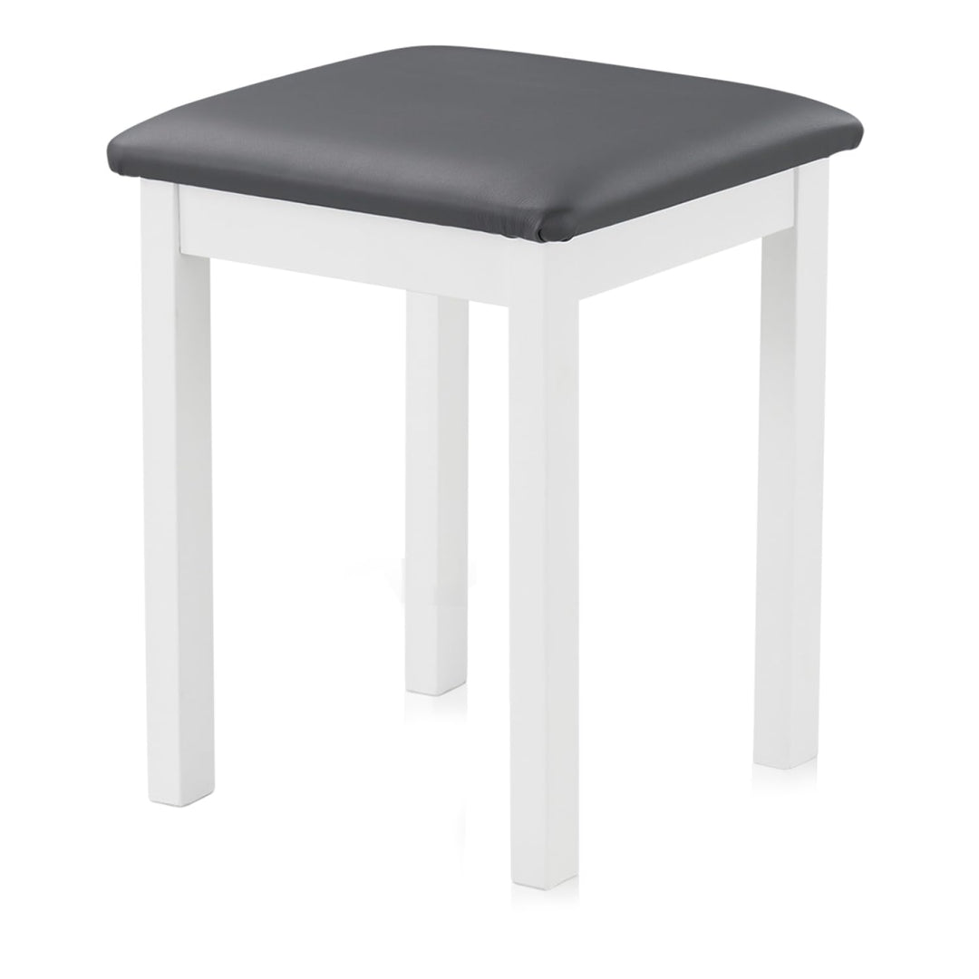 KHG Sitzhocker Holzhocker Weiss lackiert, Kunstleder gepolstert Flur Garderobenhocker Küchenhocker 3