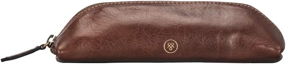 Maxwell Scott Italienisches Leder Federmäppchen Felice in Cognac Braun, Cognac Braun