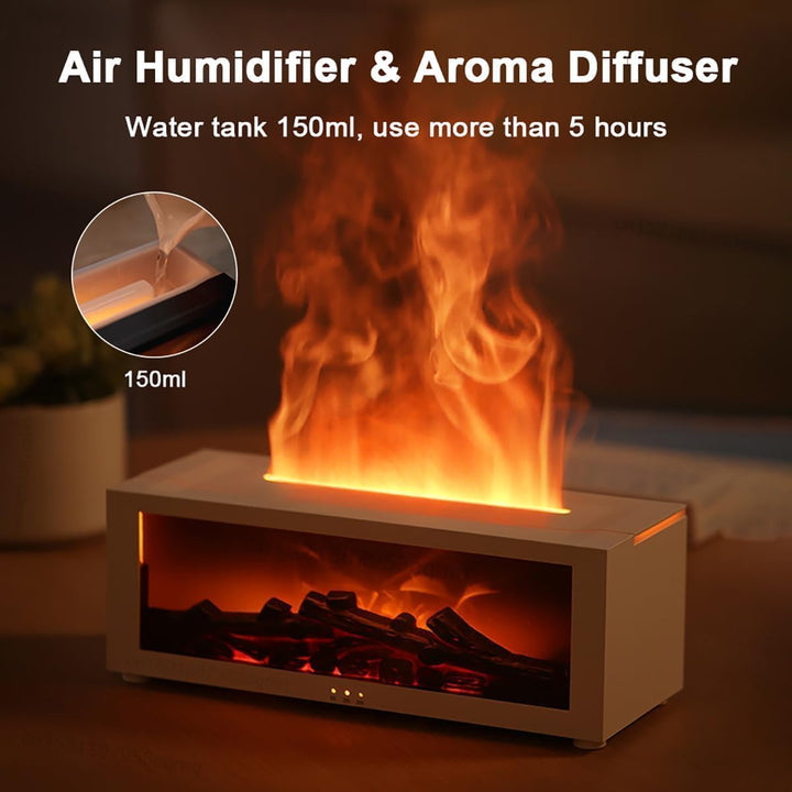 Luftbefeuchter Kamin丨Flammen Aroma Diffuser, 150ml Ätherische Öle Diffuser mit Fernbedienung & 7 Far