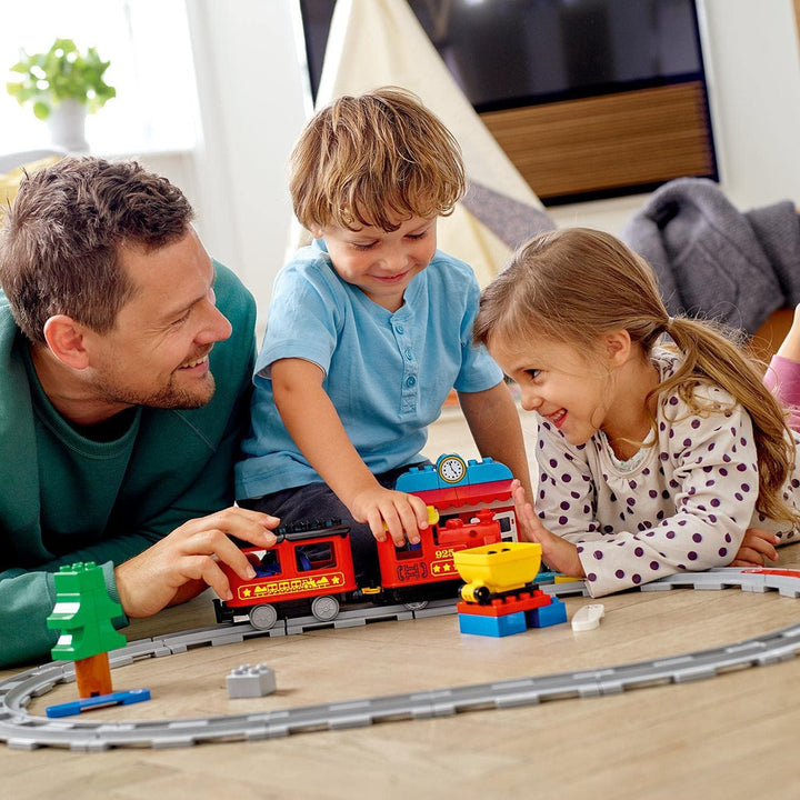 LEGO 10874 DUPLO Dampfeisenbahn, Spielzeugeisenbahn mit Licht & Geräuschen und Push-&-Go-Motor, Spie