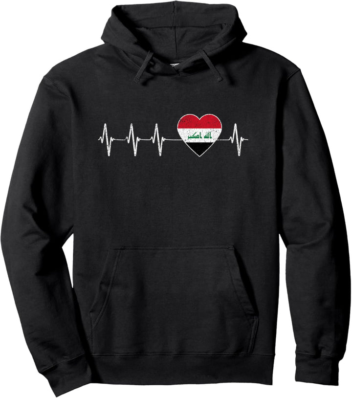 Irakische Herzschlag Ich liebe Irak Flagge Herz Puls Pullover Hoodie