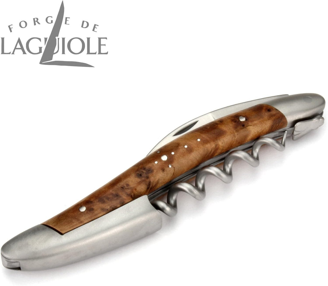 Forge de Laguiole Kellnermesser - Griff Thuja - Edelstahl matt - Weinöffner Sommelier Korkenzieher