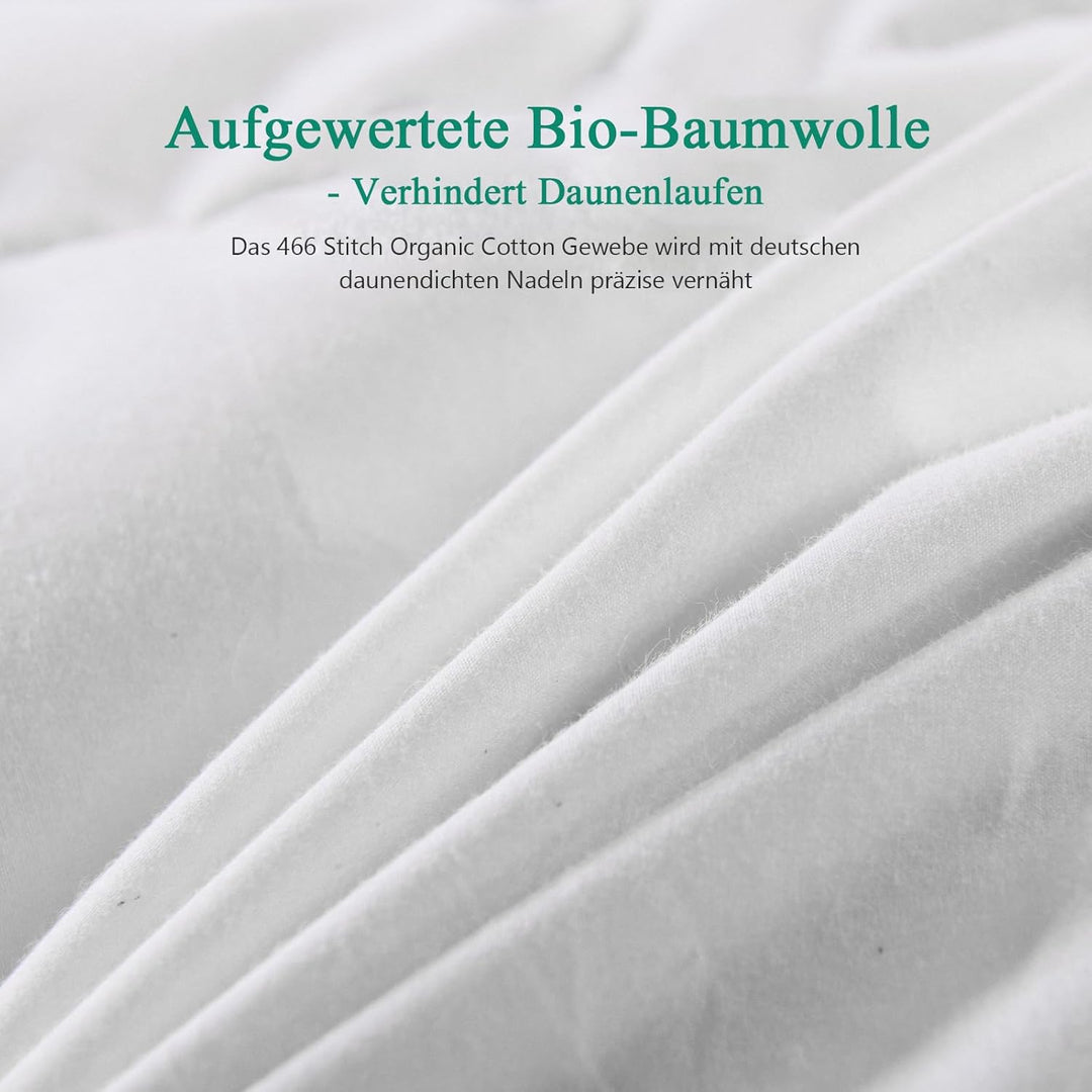 APSMILE Leichte Daunendecke 240x260cm, Dünne Gänse Daunendecke für Sommerdecke, Bio-Baumwolle 935g K