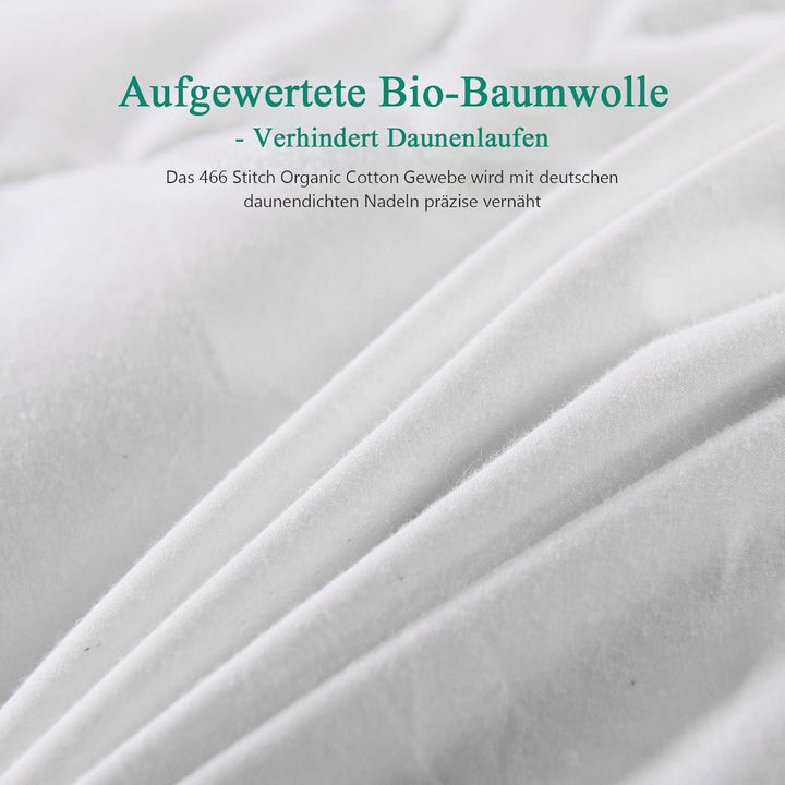 APSMILE Leichte Daunendecke 240x260cm, Dünne Gänse Daunendecke für Sommerdecke, Bio-Baumwolle 935g K