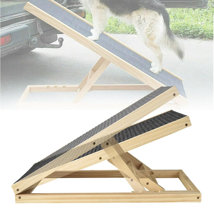 Hundetreppe Klappbar, Hunderampe für Sofa Auto und Bett, Rampe Hund aus Holz, Haustiertreppe Länge 1