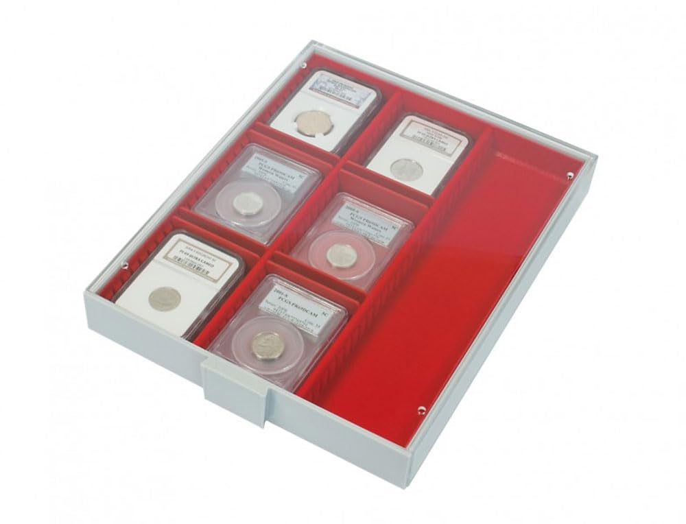 LINDNER Das Original Sammelbox Standard mit 3 flexibel unterteilbaren Fächern 65 x 280 x 29 mm