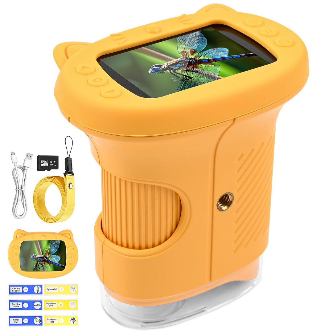 Mikroskop für Kinder 1000X 4K Digitales Mikroskop für Kinder mit 1080P HD 2,4″ IPS-Display & 8 LED,