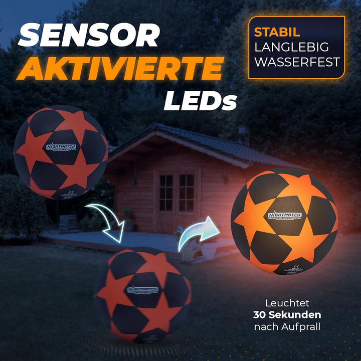 NIGHTMATCH Offizielle Grösse 5 Wasserbeständig LED Leuchtfussball - Leuchtender Fussball für Nachtsp