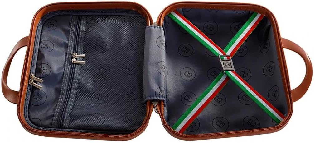 BERTOO Firenze Damen-Reisekoffer aus pinkfarbenem ABS-Hartschalen-Kunststoff mit Gepäckgurt Rosegold