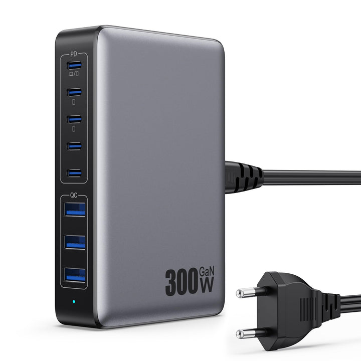 300W USB C Ladegerät Mehrfach, 8 Ports Schnellladegerät 100W USB Ladestation Charger PD PPS USB C Ne