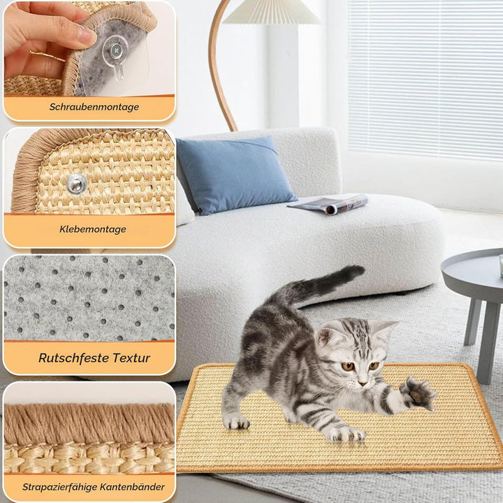 Kratzmatte Katze 40 * 60cm, 2 Stück Sisal Kratzbrett Wand, Kratzwand für Katzen, Kratzbretter, Kratz