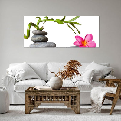 Wandbilder Dekoration Wohnzimmer Ruhig blume dekoration stein Panorama Bilder auf Leinwand 120x50cm