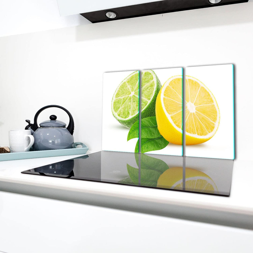 TMK ArtDeko Herdabdeckplatte 3 Teilig 3x30x52 cm - Spritzschutz Herdabdeckung – Herdschutz aus Siche