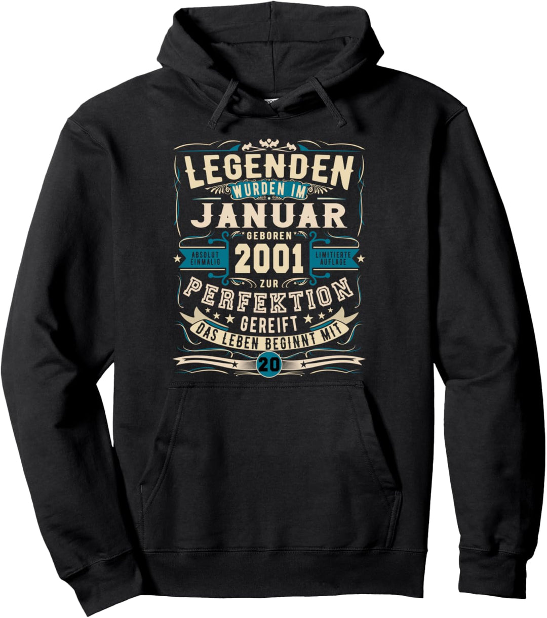 2001 Legendär 20. Geburtstag Geschenk Januar 20 Jahre Pullover Hoodie