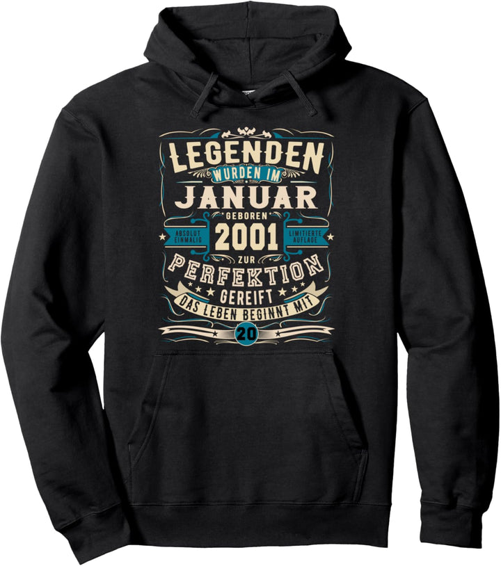 2001 Legendär 20. Geburtstag Geschenk Januar 20 Jahre Pullover Hoodie