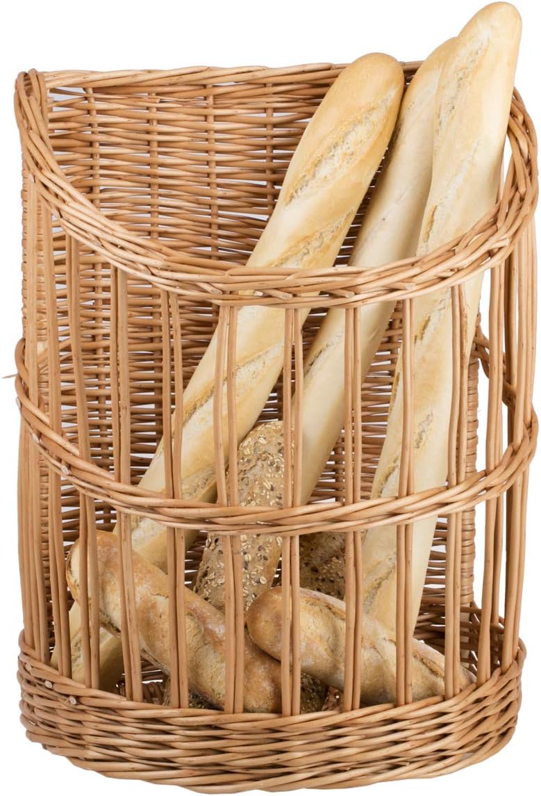 Baguettekorb aus Weide, Backwarenkorb, Stangenbrotkorb, Brotständer, Brotkasten aus natürlichem Weid