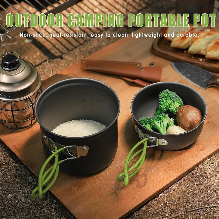 Camping Kochgeschirr Set, Essgeschirr Outdoor, Outdoor Kochset, Camping Kochgeschirr Set für 1-2 Per