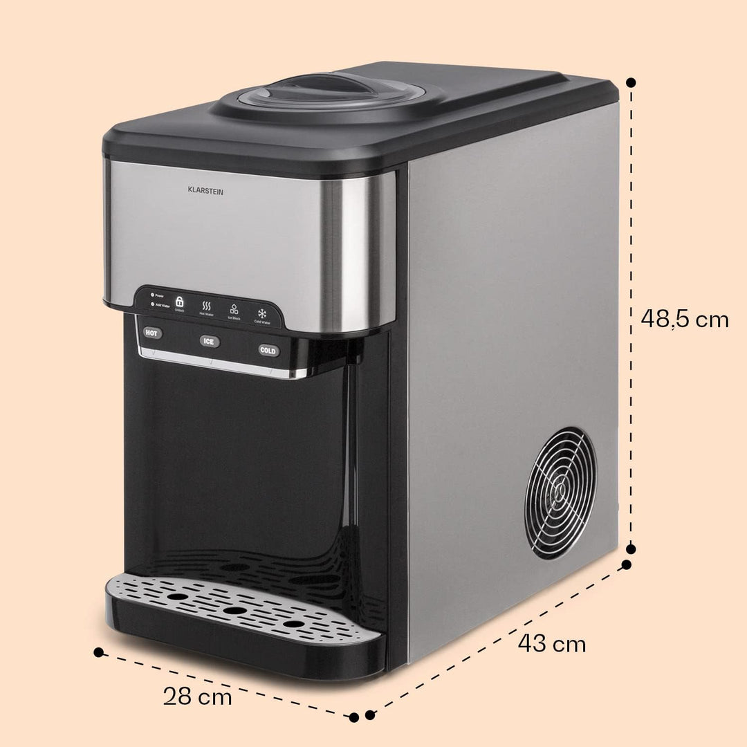 Klarstein Eiswürfelmaschine für Zuhause Camping Gastro, Schnelle Mini Eiswürfelmaschine Klein, Profi
