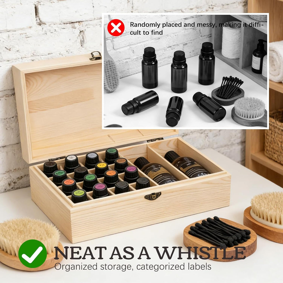 Ätherische Öle Holzbox, 36 Löcher Aromatherapie Öle Flaschen Tragbar Tragen Organisator Multifunktio