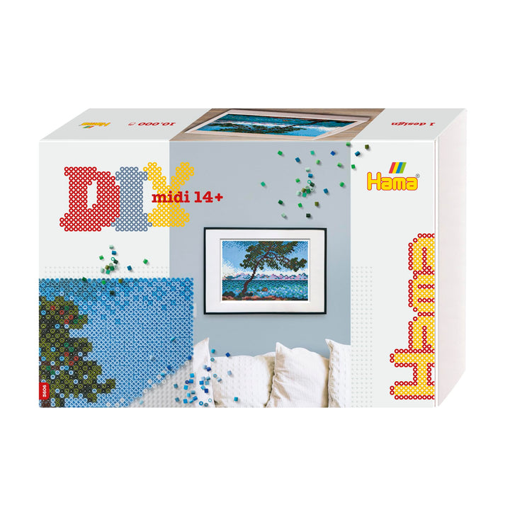 Hama Perlen 3606 Grosse Geschenk-Box Claude Monet mit ca. 10.000 bunten Midi Bügelperlen mit Durchme