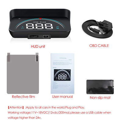 Wisamic Head up Display Auto HUD: Display OBD2 , 3,5 Zoll Geschwindigkeitsmesser Auto Tachometer Was