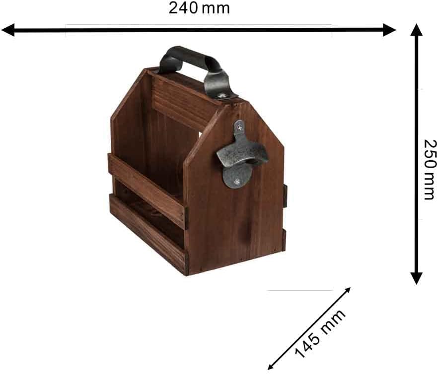 Out of the blue Flaschenhalter aus Holz für 6 Flaschen à 33 cl mit Flaschenöffner aus Metall