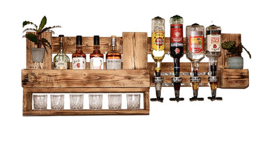 Whiskyregal Wandbar Whiskeyregal rustikal Getränkespender Schnaps Gin Whiskey Whisky Palettenmöbel S