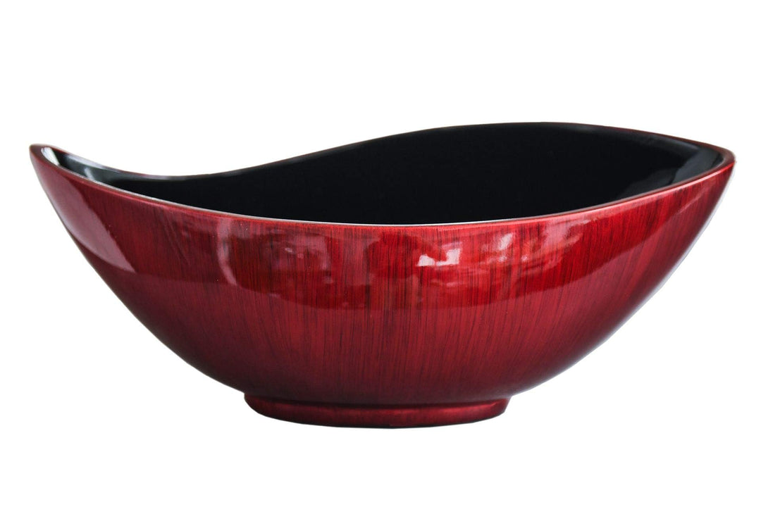 VIVANNO Dekoschale Schale Pflanzschale Mondana 16 x 39 x 20 cm, Rot Schwarz Hochglanz Rot Schwarz Ho