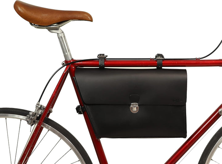 Gusti Rahmentasche Leder - JEF P. Damen und Herren Radtasche Ledertasche Fahrrad Fahrradtasche Schwa