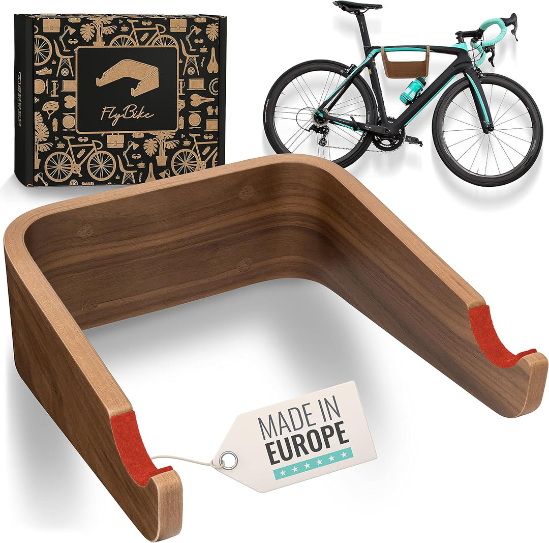 madeco Fahrrad Wandhalterung Holz - FlyBike S Nussbaum - Design Fahrradhalterung Wand Aufhängung für