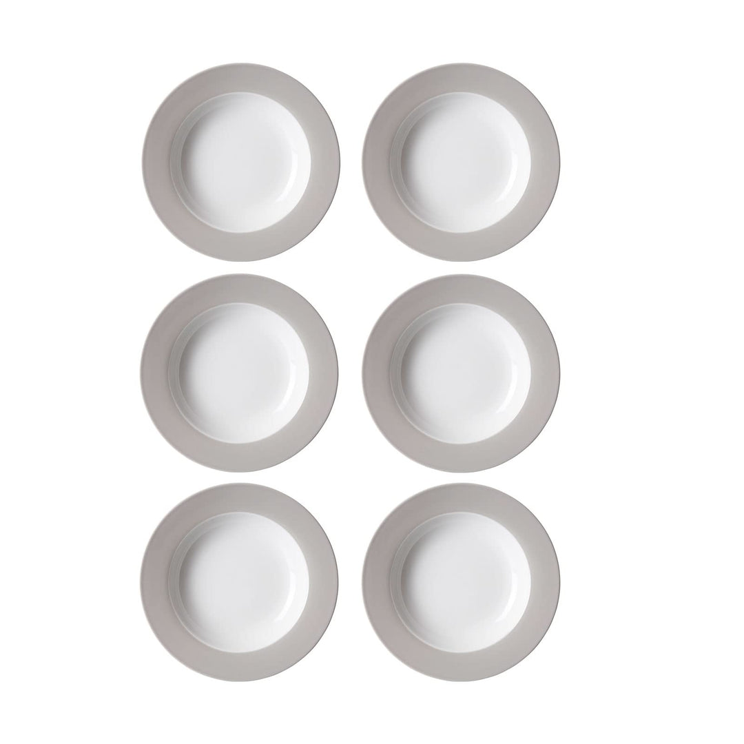 Ritzenhoff & Breker Doppio Suppenteller, 6er Set, Teller tief mit farbigem Rand, Essteller, Porzella