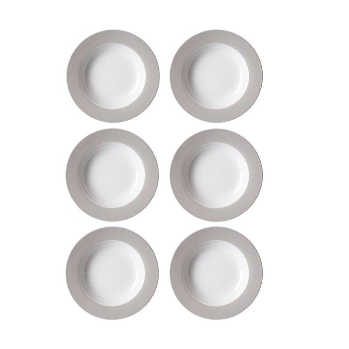 Ritzenhoff & Breker Doppio Suppenteller, 6er Set, Teller tief mit farbigem Rand, Essteller, Porzella