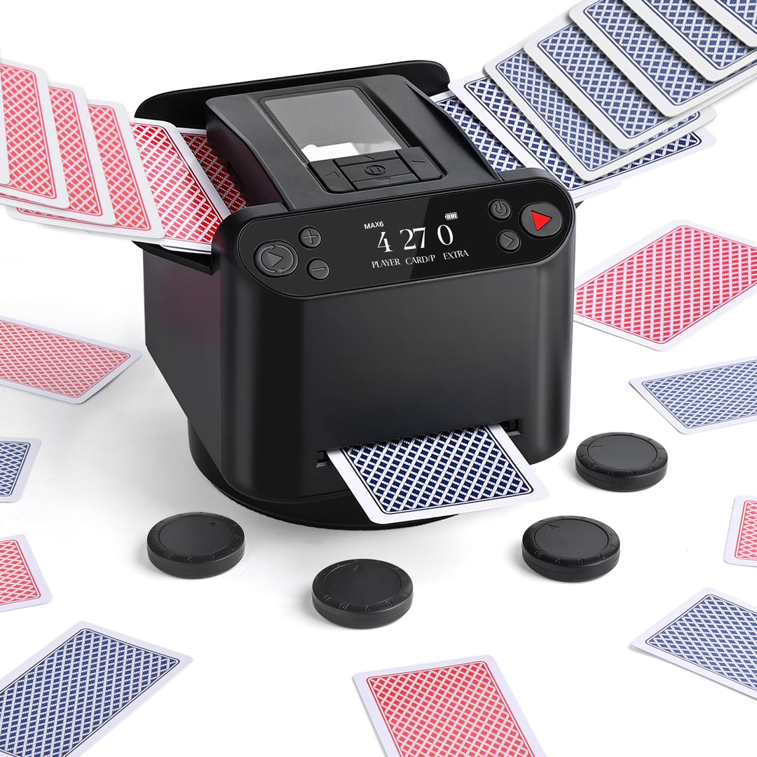 Automatischer Kartenmischer und Austeiler, 360° Drehung für 1–2 Decks, Kartenmischmaschine Kartenmis