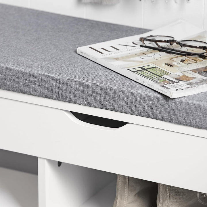 SoBuy FSR45-HG Schuhbank mit Sitzkissen Sitzbank Schuhschrank Schuhregal 3 Fächer weiss BHT ca: 80x4