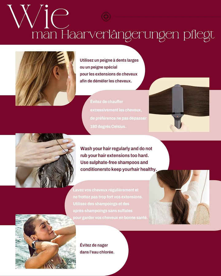 Moresoo Echthaar Tressen zum Einnähen Schwarz 35 cm Haarverlängerungen Echthaar Weave Extensions Nat
