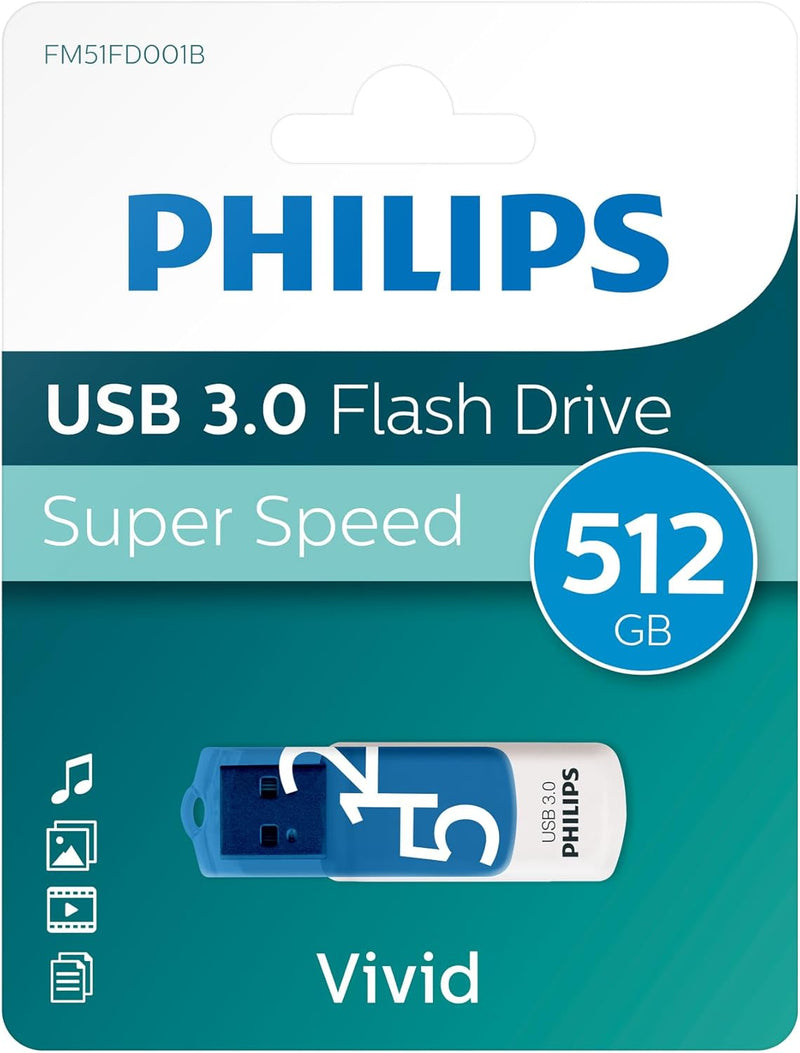 Philips USB 3.0 512GB Vivid Edition Lenteblauw 512 GB, 512 GB