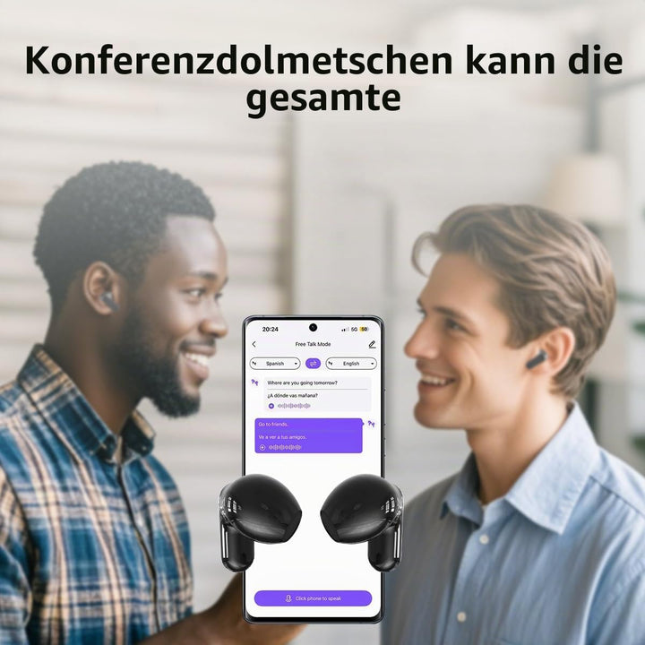 NE20 Übersetzer Kopfhörer, 3-in-1 Übersetzungskopfhörer 165 Sprachen mit App, 7 Übersetzungsmodi Ech
