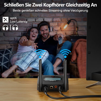 1Mii B06TX+ Bluetooth 5.0 Transmitter mit grosser Reichweite, AptX Low Latency und HD-Audio Bluetoot