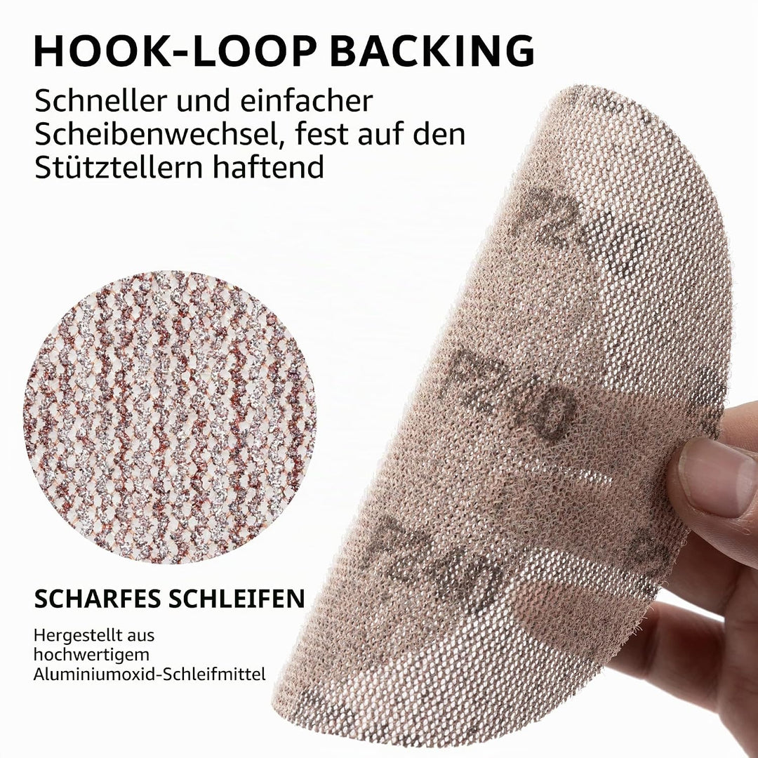 UPWOOD Schleifgitter 50 Stück 125mm Klett Körnung 240, Zum staubfreien Schleifen von Karosserie, Hol